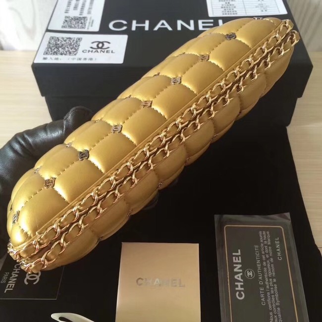 Chanel Minaudiere Metallic Lambskin & Ruthenium-Finish Metal 78985 GOLD