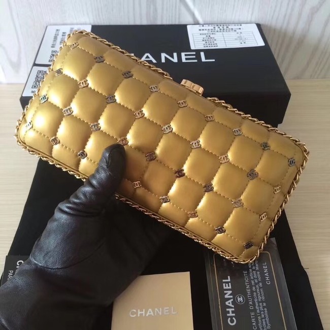 Chanel Minaudiere Metallic Lambskin & Ruthenium-Finish Metal 78985 GOLD