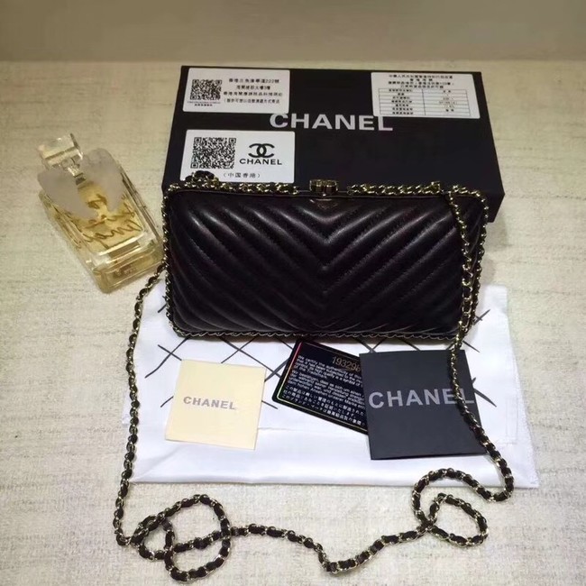 Chanel Minaudiere Metallic Lambskin & Ruthenium-Finish Metal 78985 black