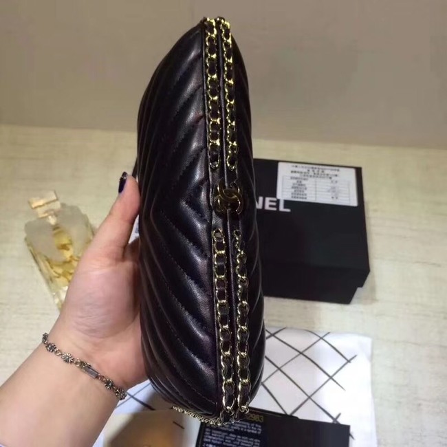 Chanel Minaudiere Metallic Lambskin & Ruthenium-Finish Metal V78985 black