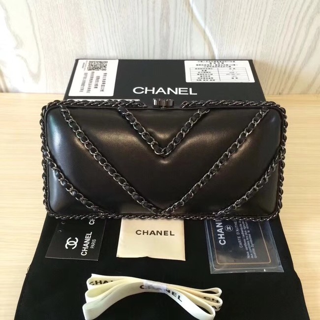 Chanel Minaudiere Metallic Lambskin & Ruthenium-Finish Metal 78986 black