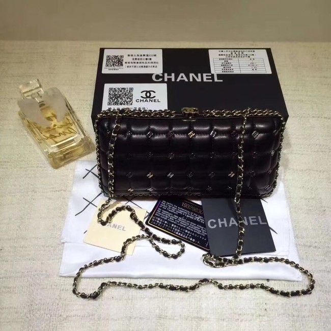 Chanel Minaudiere Metallic Lambskin & Ruthenium-Finish Metal 78987 black