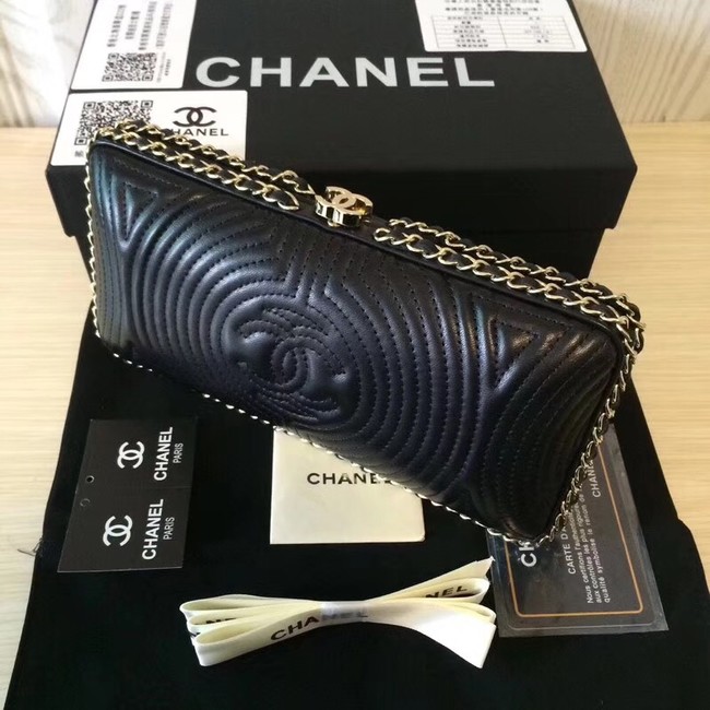 Chanel Minaudiere Metallic Lambskin & Ruthenium-Finish Metal 78988 black