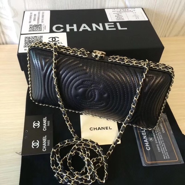 Chanel Minaudiere Metallic Lambskin & Ruthenium-Finish Metal 78988 black