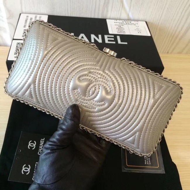 Chanel Minaudiere Metallic Lambskin & Ruthenium-Finish Metal 78988 grey