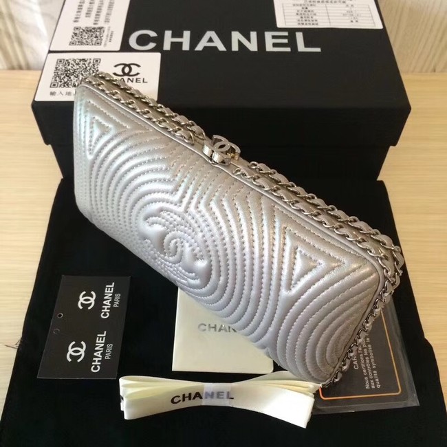 Chanel Minaudiere Metallic Lambskin & Ruthenium-Finish Metal 78988 grey