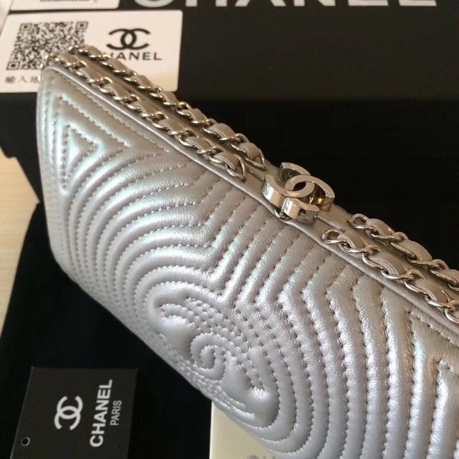 Chanel Minaudiere Metallic Lambskin & Ruthenium-Finish Metal 78988 grey