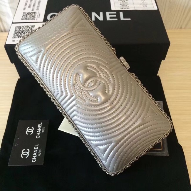 Chanel Minaudiere Metallic Lambskin & Ruthenium-Finish Metal 78988 grey