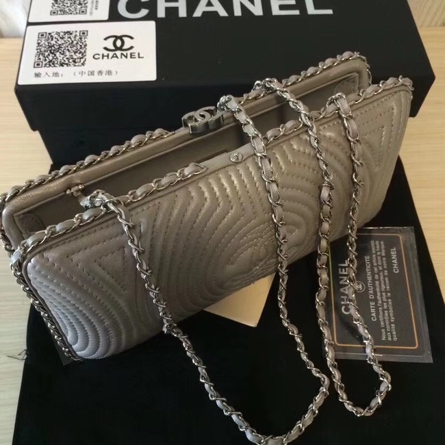 Chanel Minaudiere Metallic Lambskin & Ruthenium-Finish Metal 78988 grey