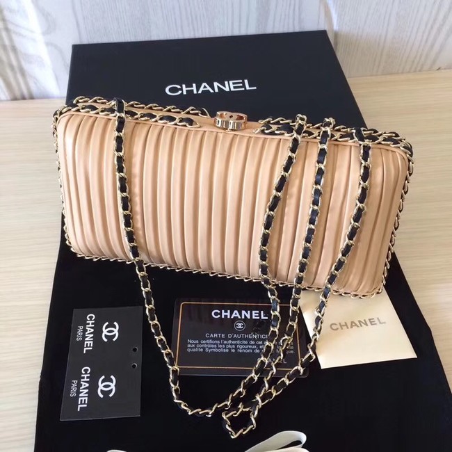 Chanel Minaudiere Metallic Lambskin & Ruthenium-Finish Metal 78991 apricot