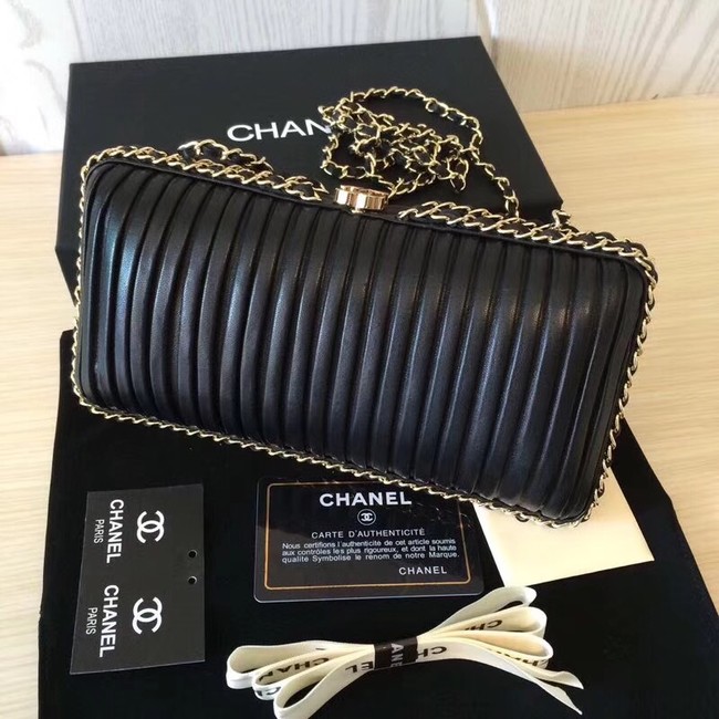 Chanel Minaudiere Metallic Lambskin & Ruthenium-Finish Metal 78991 black