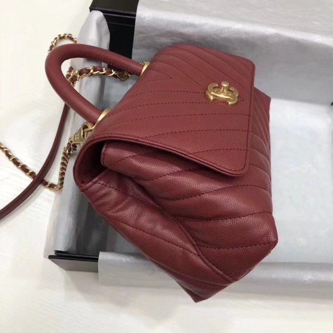 Chanel Small Flap Bag with Top Handle A92990 Wine