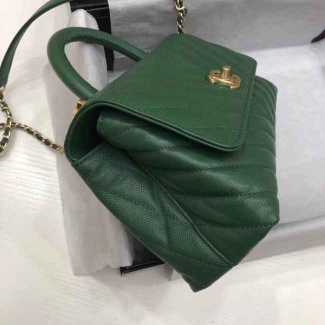 Chanel Small Flap Bag with Top Handle A92990 green