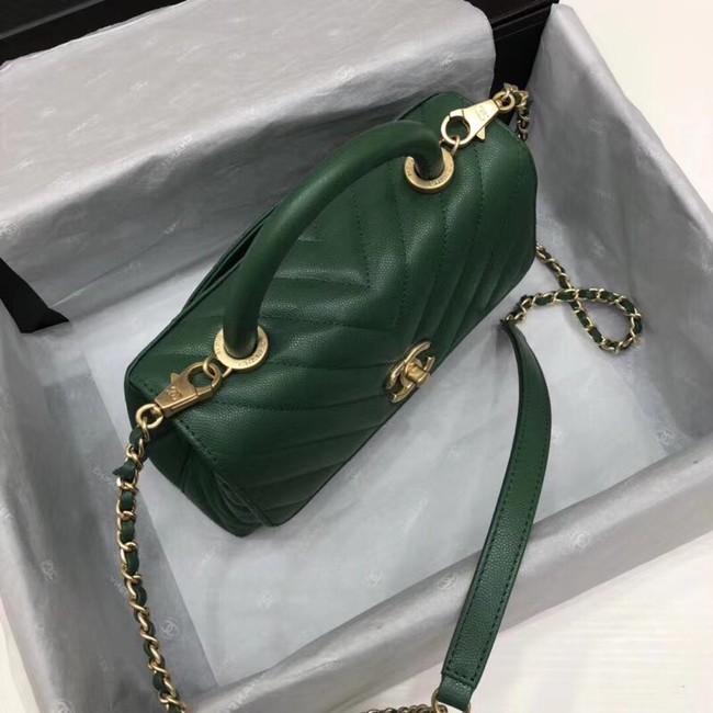 Chanel Small Flap Bag with Top Handle A92990 green