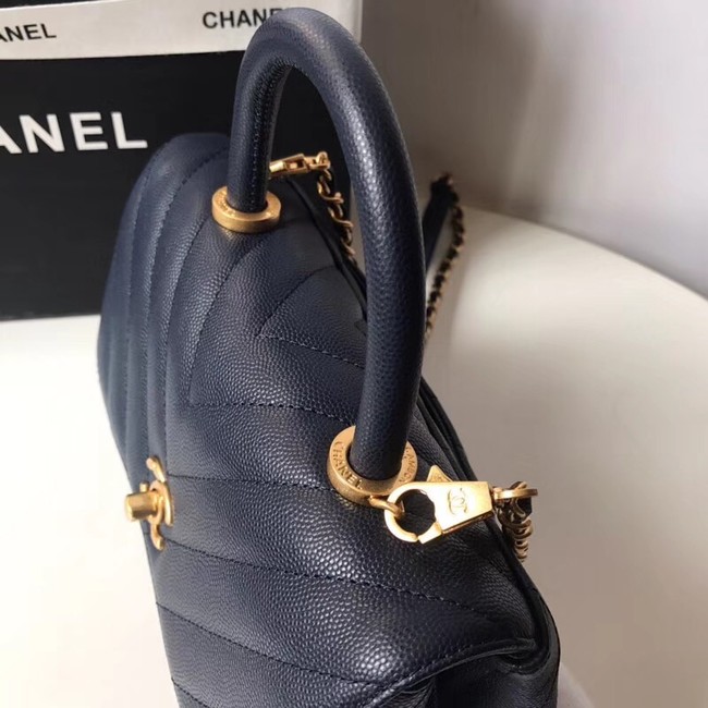 Chanel Small Flap Bag with Top Handle A92991 Dark blue