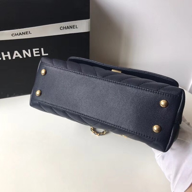 Chanel Small Flap Bag with Top Handle A92991 Dark blue