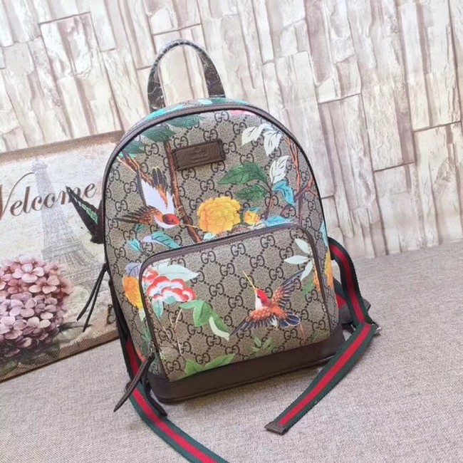 Gucci GG Supreme backpack Flower and bird 427042-1 Brown