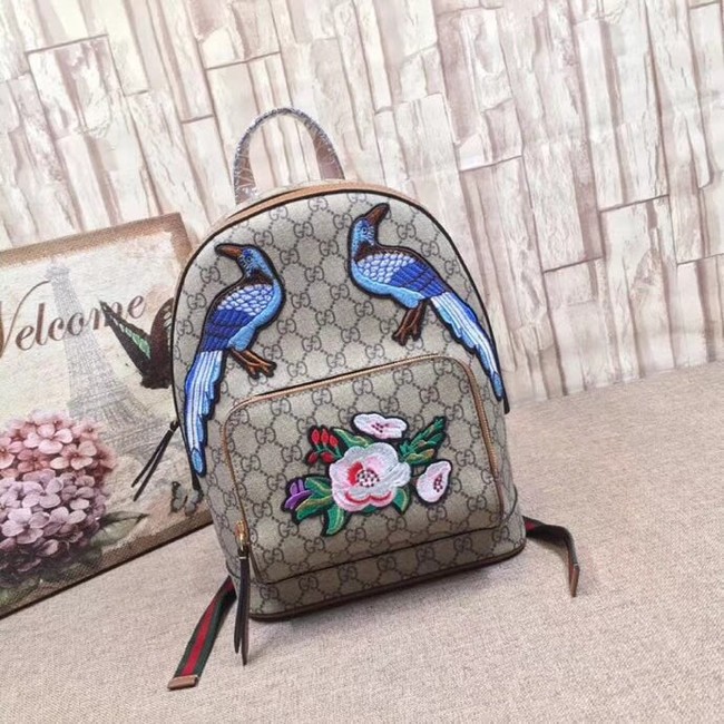 Gucci GG Supreme backpack Flower and bird 427042 brown
