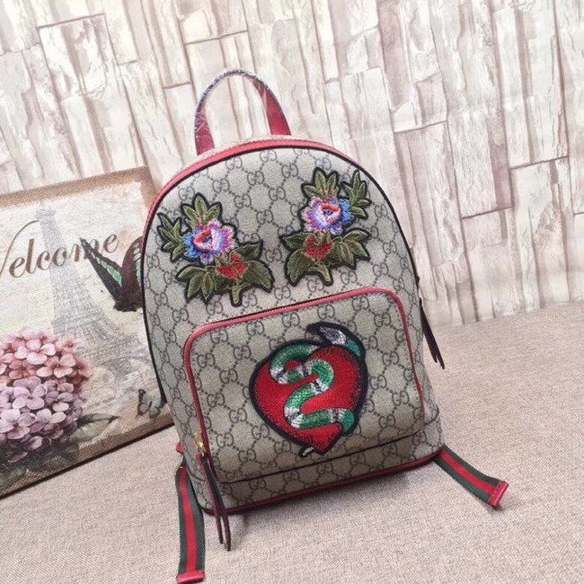 Gucci GG Supreme backpack snake 427042 red