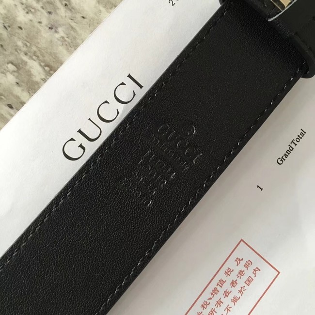 Gucci leather belt with butterfly A409417 Black