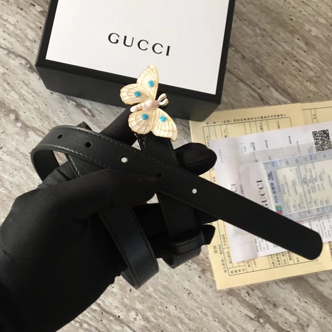 Gucci leather belt with butterfly A409418 Black