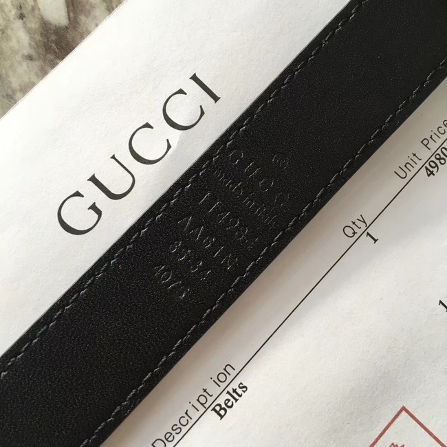 Gucci leather belt with butterfly A409418 Black