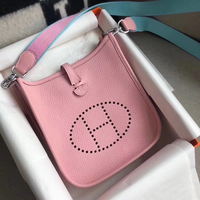 Hermes Evelyne original togo leather mini Shoulder Bag H15698 pink