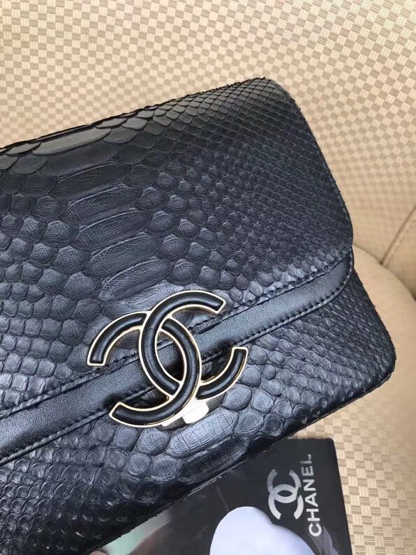 Chanel Original Flap Bag Python, Lambskin & Gold-Tone Metal A57277 black