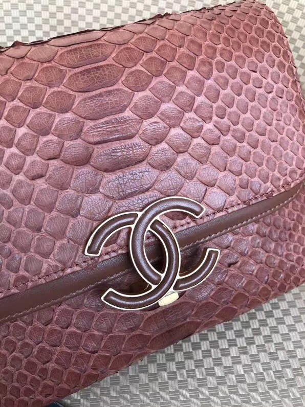 Chanel Original Flap Bag Python, Lambskin & Gold-Tone Metal A57277 pink