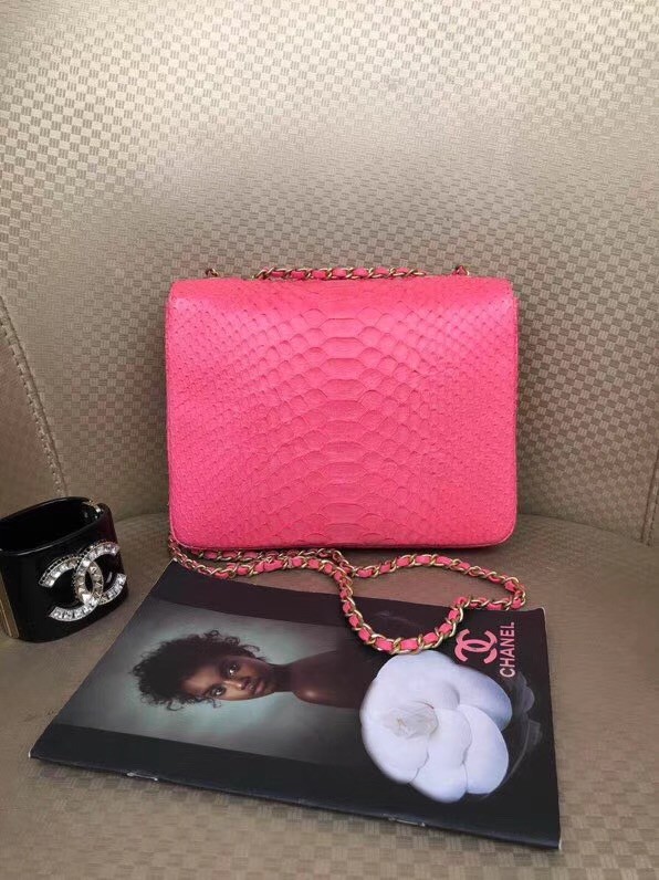 Chanel Original Flap Bag Python, Lambskin & Gold-Tone Metal A57277 rose