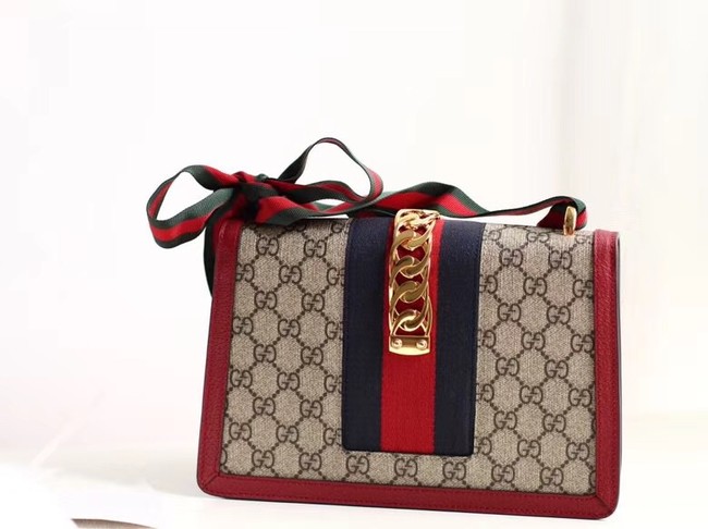 Gucci GG Supreme canvas Sylvie small shoulder bag 421882 Red