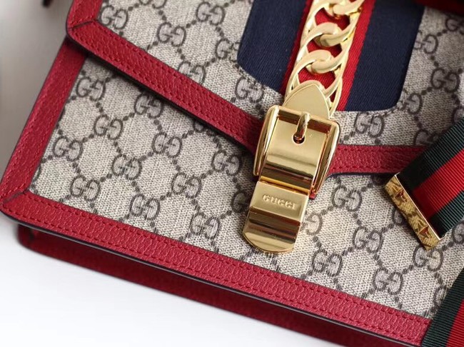 Gucci GG Supreme canvas Sylvie small shoulder bag 421882 Red