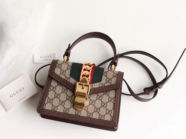 Gucci Sylvie GG Supreme canvas mini bag 470270 brown