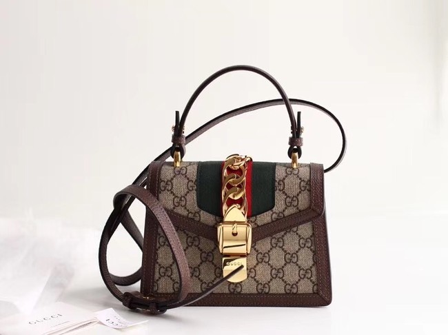 Gucci Sylvie GG Supreme canvas mini bag 470270 brown