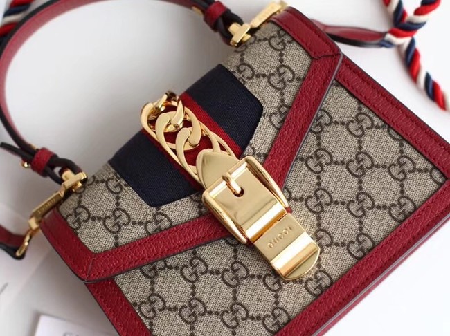 Gucci Sylvie GG Supreme canvas mini bag 470270 red
