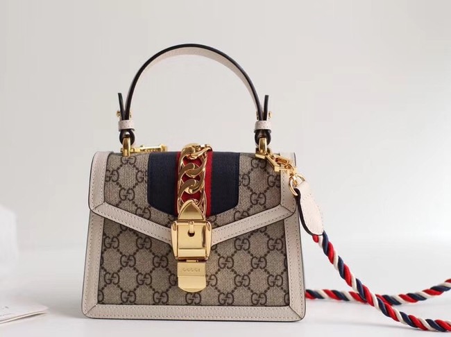 Gucci Sylvie GG Supreme canvas mini bag 470270 white