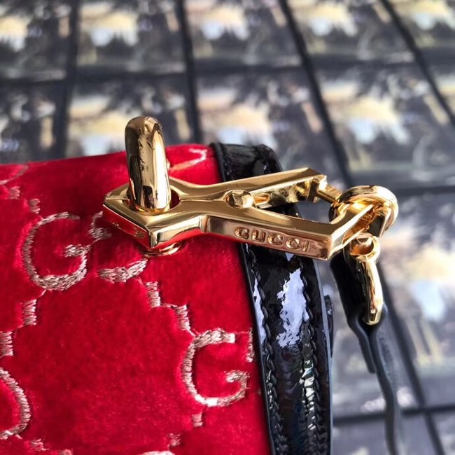 Gucci Sylvie GG velvet small shoulder bag 524405 red