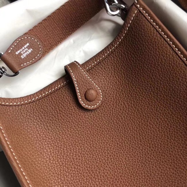 Hermes Evelyne original togo leather mini Shoulder Bag H15698 Camel