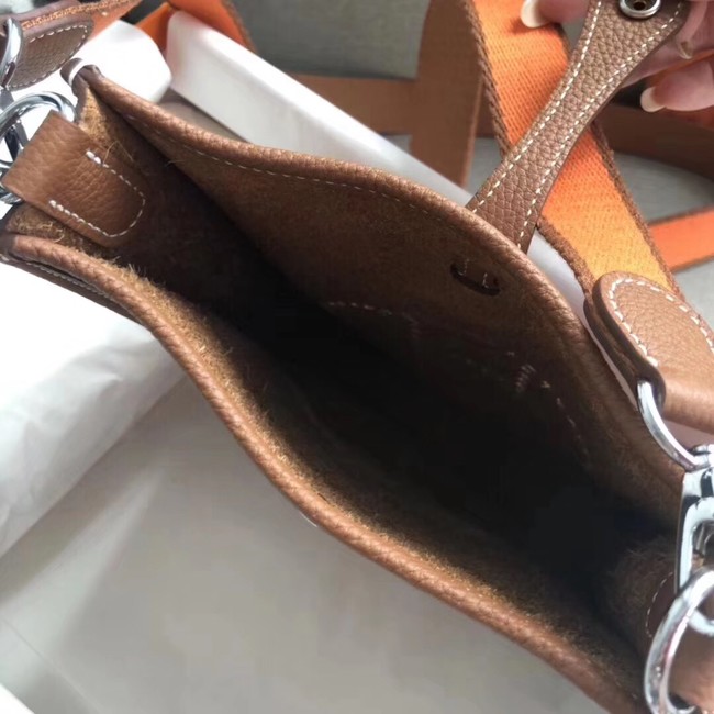 Hermes Evelyne original togo leather mini Shoulder Bag H15698 Camel