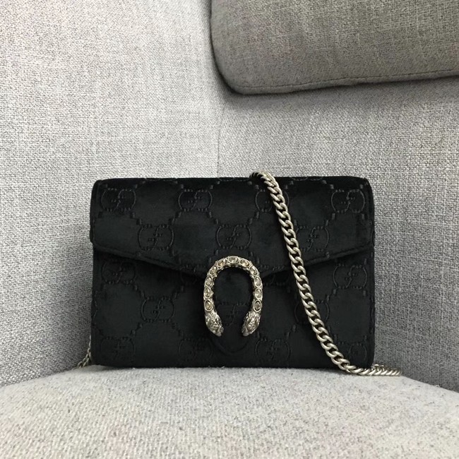 Gucci Dionysus GG velvet mini chain wallet 401231 black