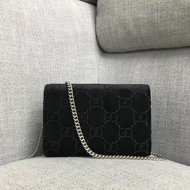 Gucci Dionysus GG velvet mini chain wallet 401231 black