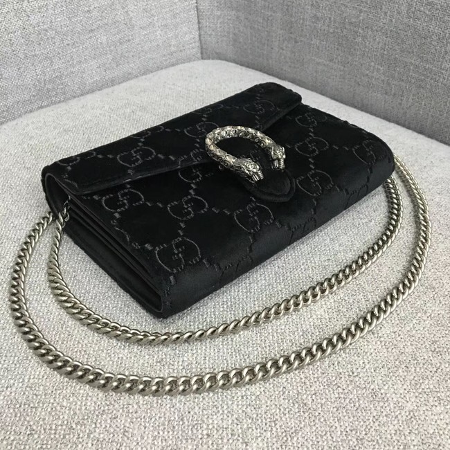 Gucci Dionysus GG velvet mini chain wallet 401231 black