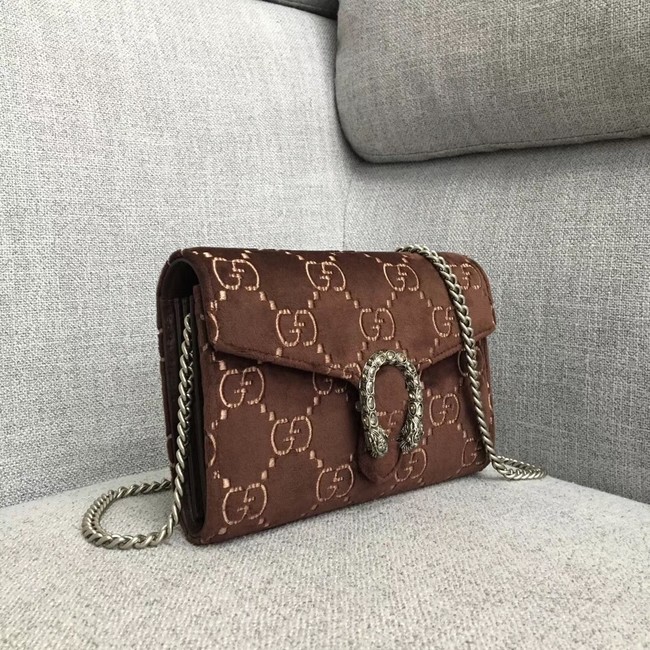 Gucci Dionysus GG velvet mini chain wallet 401231 brown