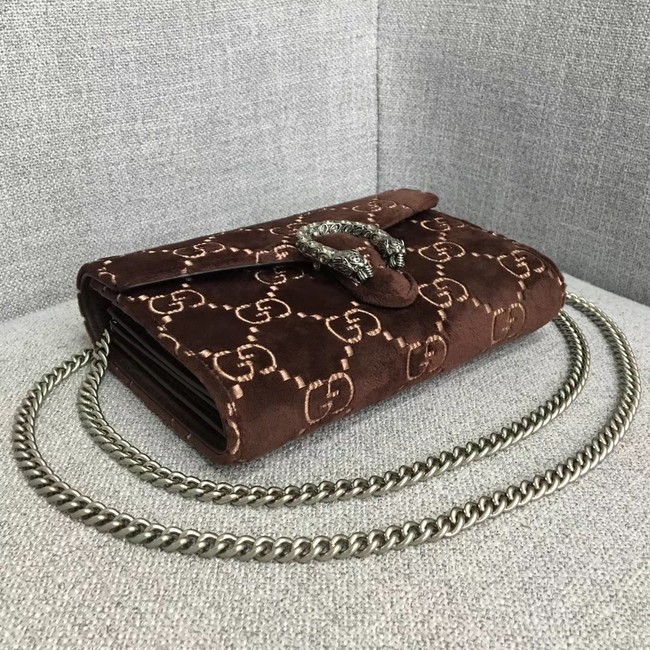 Gucci Dionysus GG velvet mini chain wallet 401231 brown