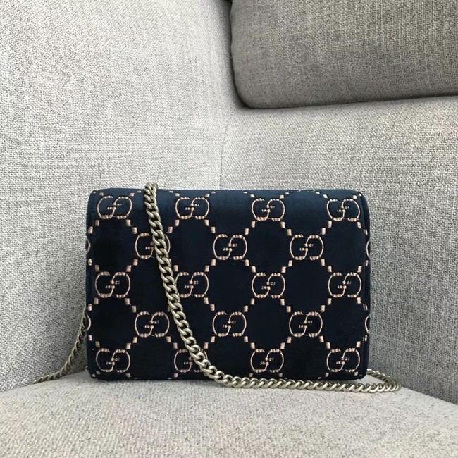 Gucci Dionysus GG velvet mini chain wallet 401231 dark blue