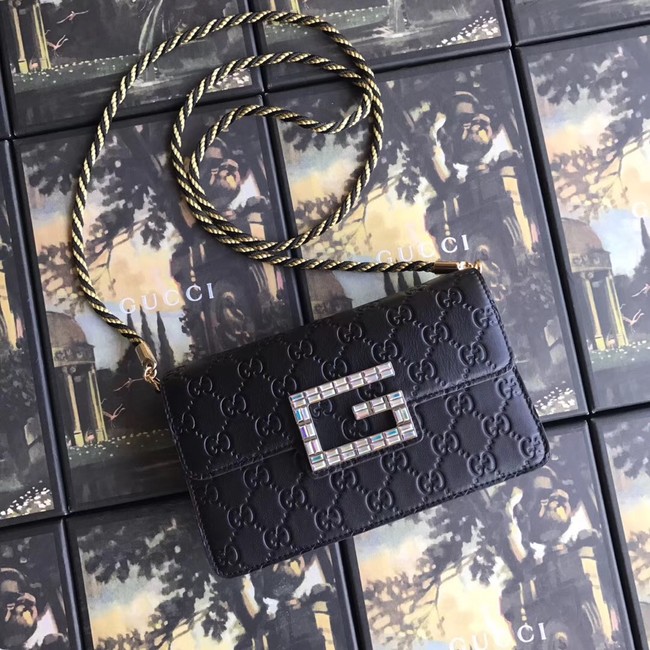 Gucci leather Shoulder bag with Square G 544242 black