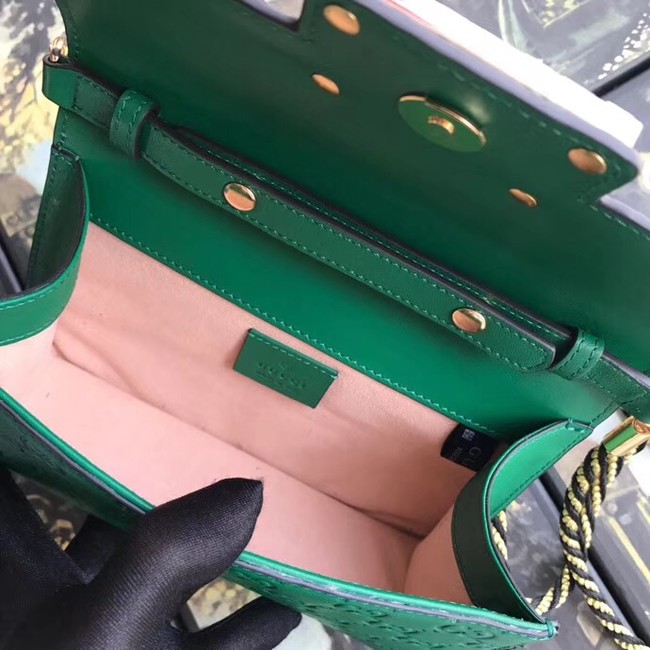 Gucci leather Shoulder bag with Square G 544242 green