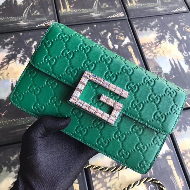 Gucci leather Shoulder bag with Square G 544242 green