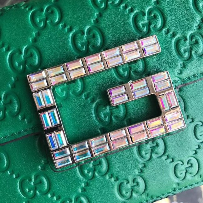 Gucci leather Shoulder bag with Square G 544242 green