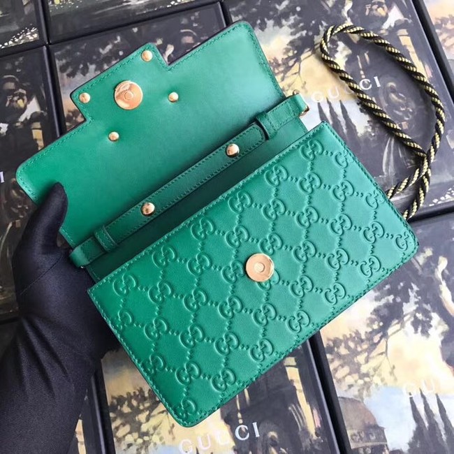 Gucci leather Shoulder bag with Square G 544242 green